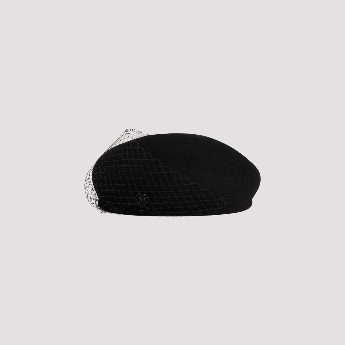 Maison Michel New Bonnie Veil Black Wool Felt Hat In Black