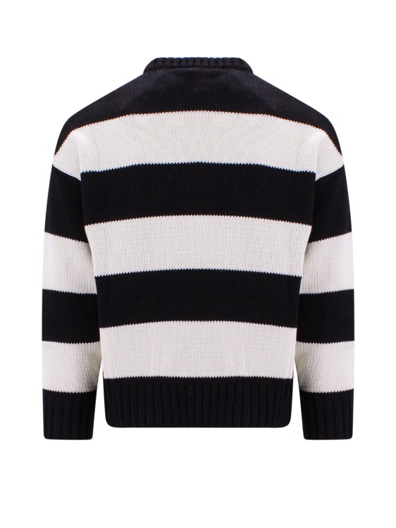 Shop Pt Torino Cotton Sweater With Striped Motif In Black