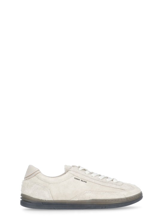 Shop Stone Island Ivory Suede Leather Sneakers In Neutrals