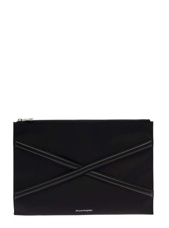 Alexander Mcqueen Black Pouch With Harness Detail In Nylon