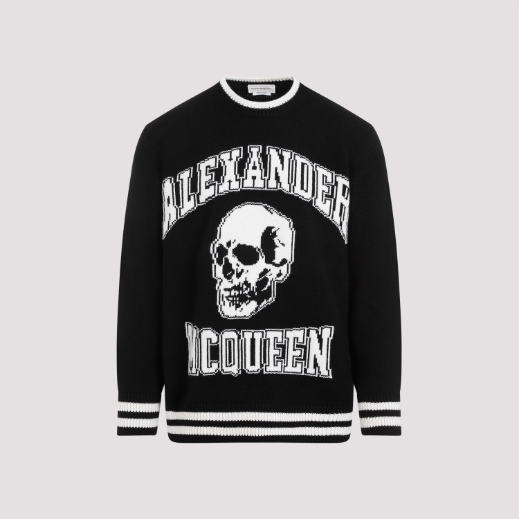 Shop Alexander Mcqueen Black Logo Wool Sweater