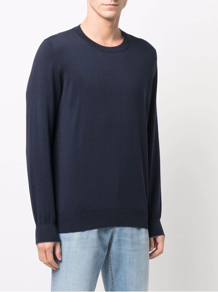 Brunello Cucinelli Cashmere-blend Crewneck Sweater In Blue