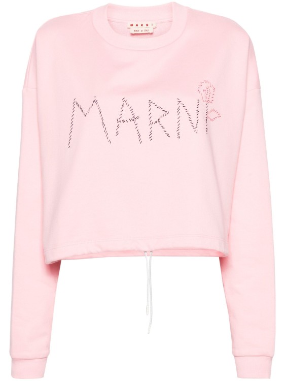 Shop Marni Pink  Logo-embroidered Blouse
