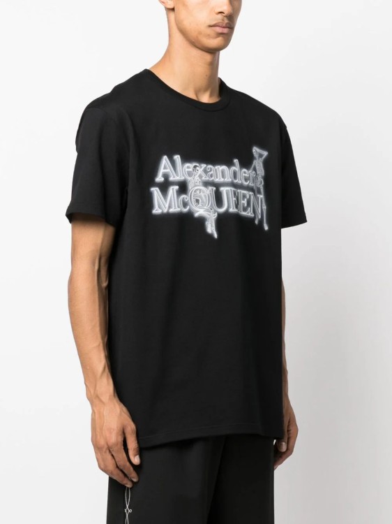 Shop Alexander Mcqueen Black Neon Logo T-shirt