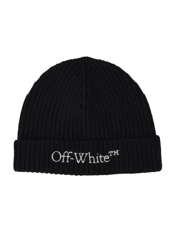 Off-white Bookish Classic Knit Wool Beanie In Black