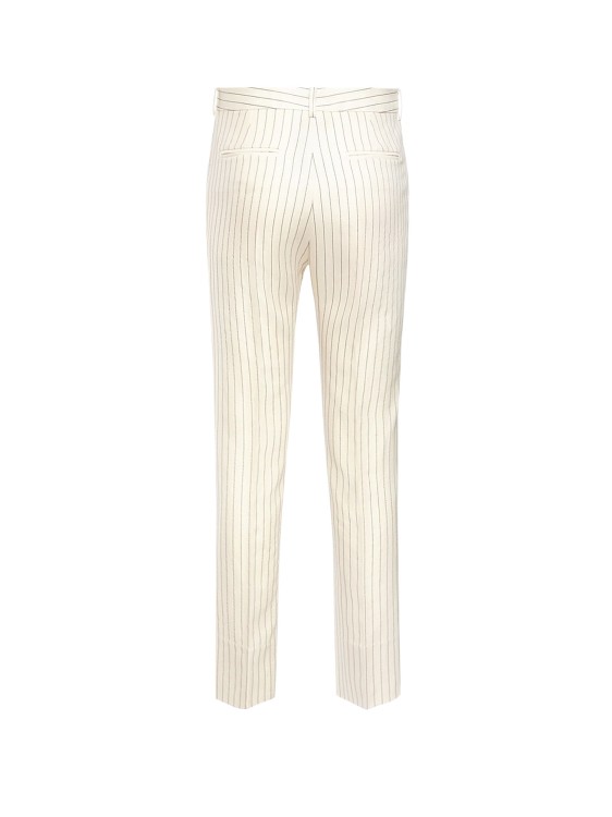 Shop Tom Ford Wool And Silk Trouser With Striped Motif In Neutrals