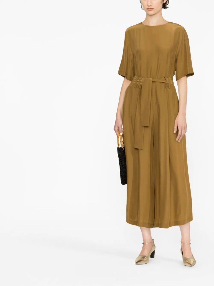 Fabiana Filippi Belted Cropped Jumpsuit In Green