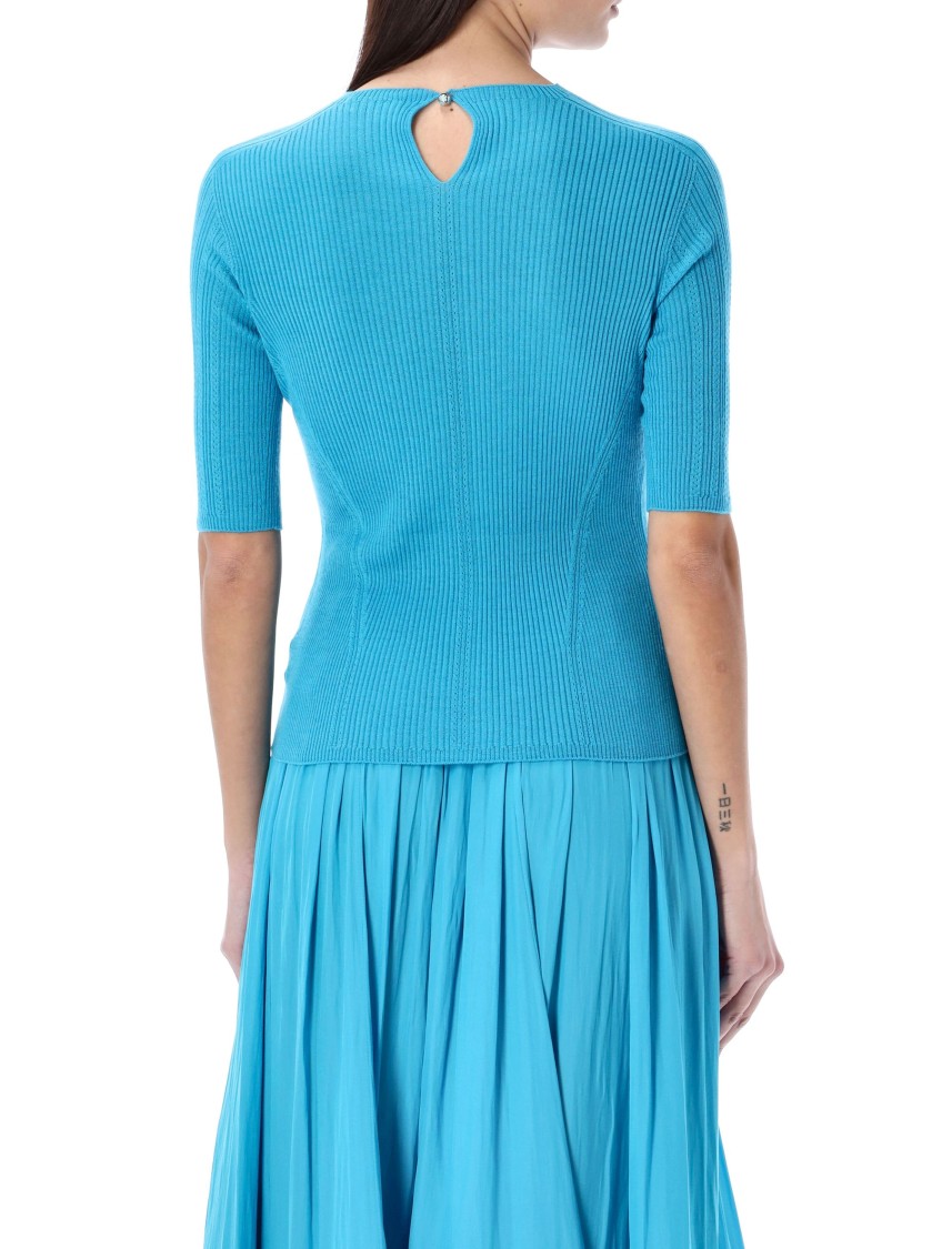 Shop Lanvin Knit Short Sleeves Sweater In Blue