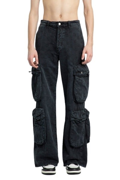 Amiri Mid-rise Corduroy Cargo Trousers In Black