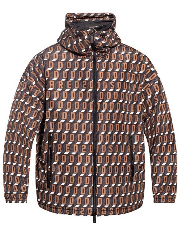 Shop Dsquared2 All Over Print Hooded Jacket In Brown