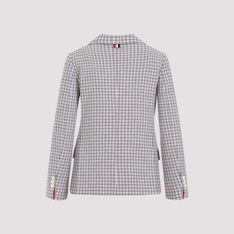 Shop Thom Browne Small Check White Cotton Jacket In Grey