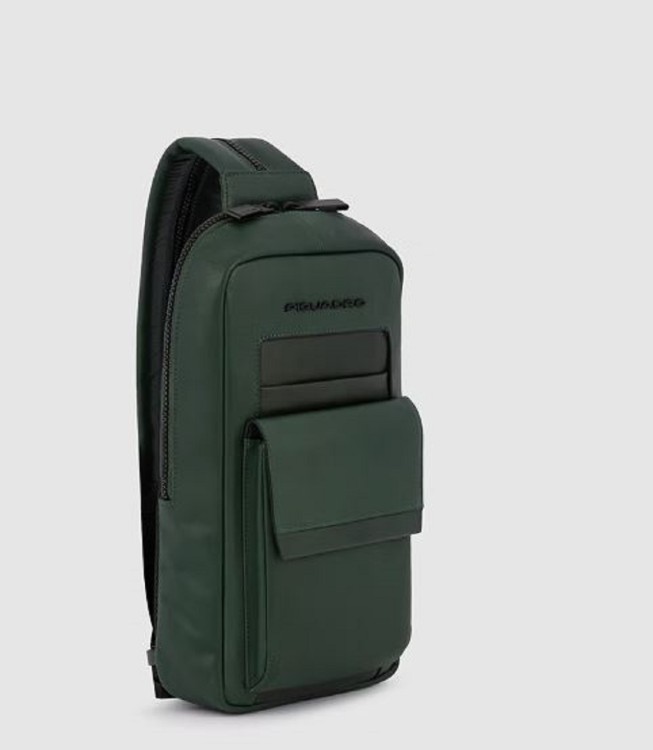 Shop Piquadro Green One Shoulder Bag
