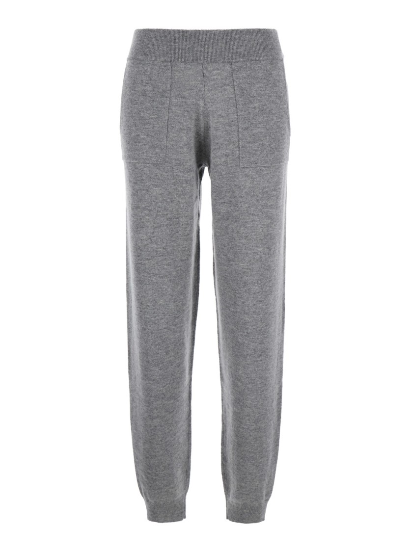 Allude Grey Pants With Elastic Waist In Wool And Cashmere In Grey
