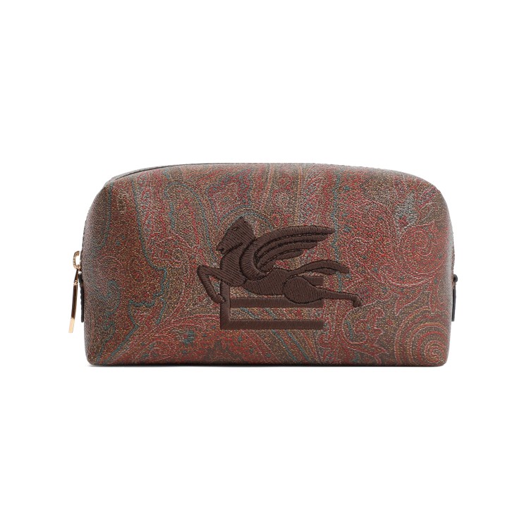 Shop Etro S Brown Paisley Fabric Pouch In Pink