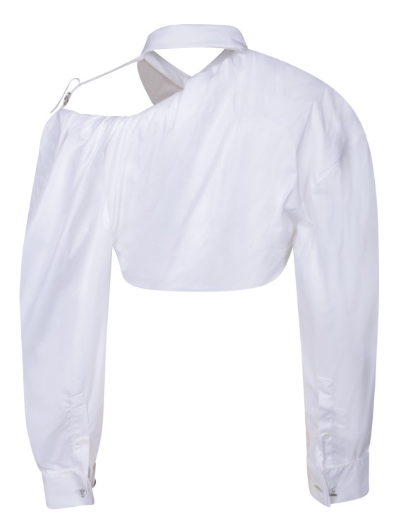 Shop Jacquemus Asymmetric Cropped Shirt In White