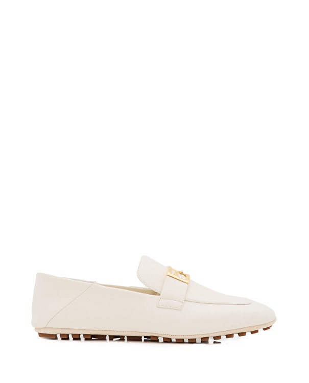 Fendi Leather Loafer In White