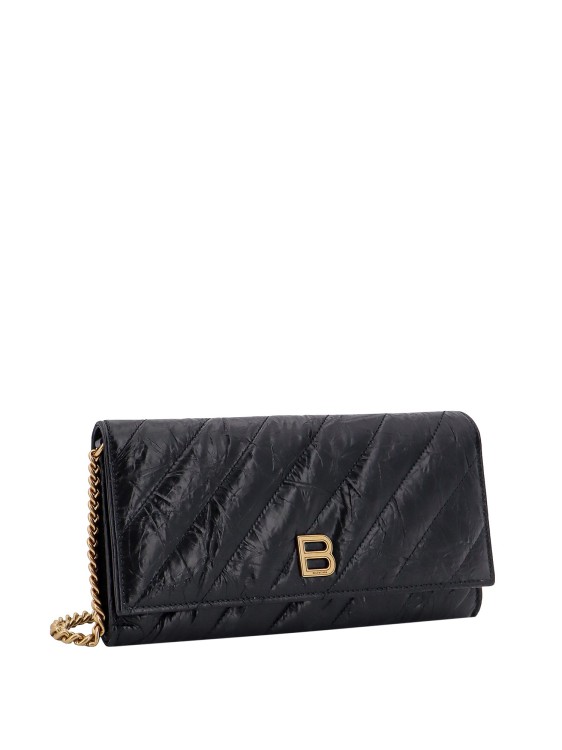 Shop Balenciaga Matelassé Leather Wallet With Removable Shoulder Strap In Black