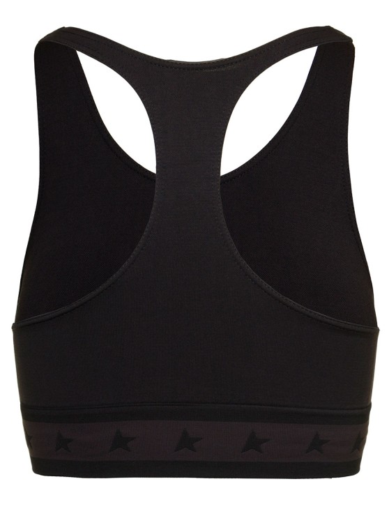Shop Golden Goose Black Sports Top With Branded Elastic Band In Stretch Polyamide
