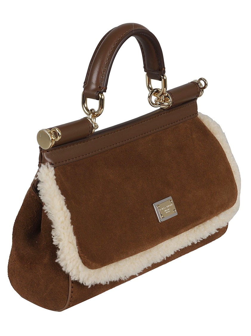 Dolce & Gabbana Sicily Leather Tote Bag In Brown