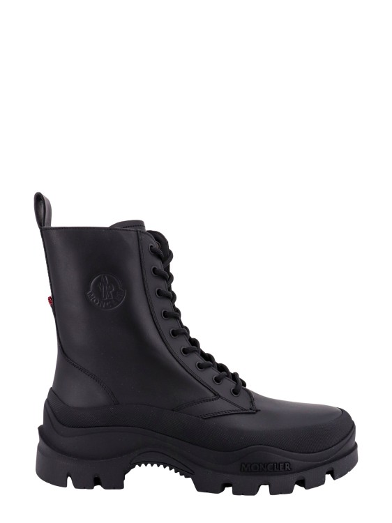 MONCLER LEATHER BOOTS WITH ENGRAVED LOGO