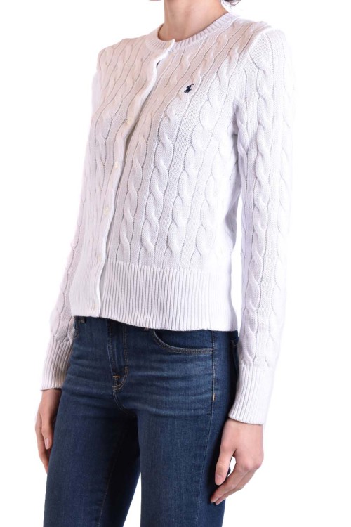 Polo Ralph Lauren Embroidered Cable-knit Cotton Cardigan In White