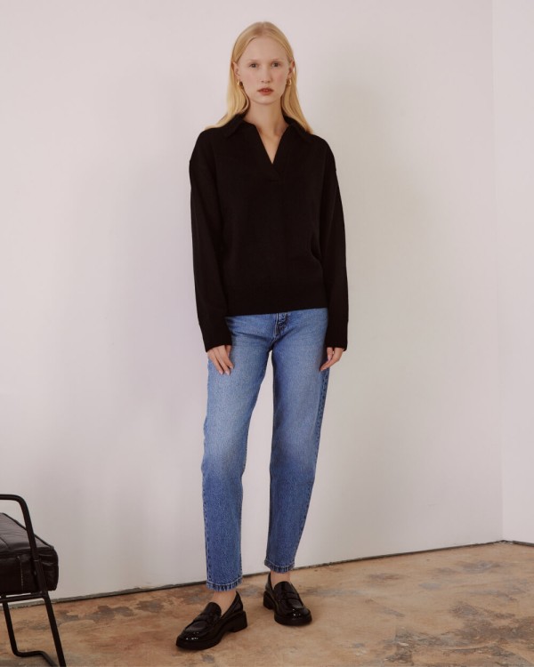 Shop Ether Proxima Collar Sweater In Black