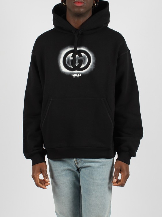 Shop Gucci Cotton Jersey Hooded Sweatshirt In Black