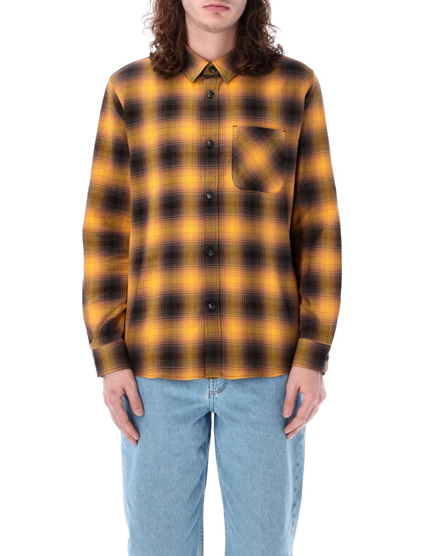 Apc Check Print Cotton Flannel Shirt In Brown