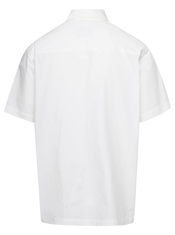 Shop Nanushka Adam' White Short Sleeve Shirt With Tonal Letter Embroidery In Cotton