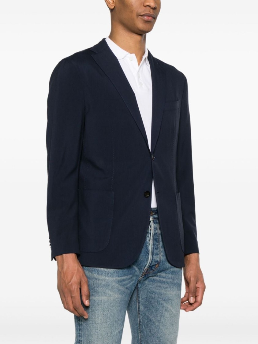 Boglioli Single-breasted Virgin Wool Blazer In Blue