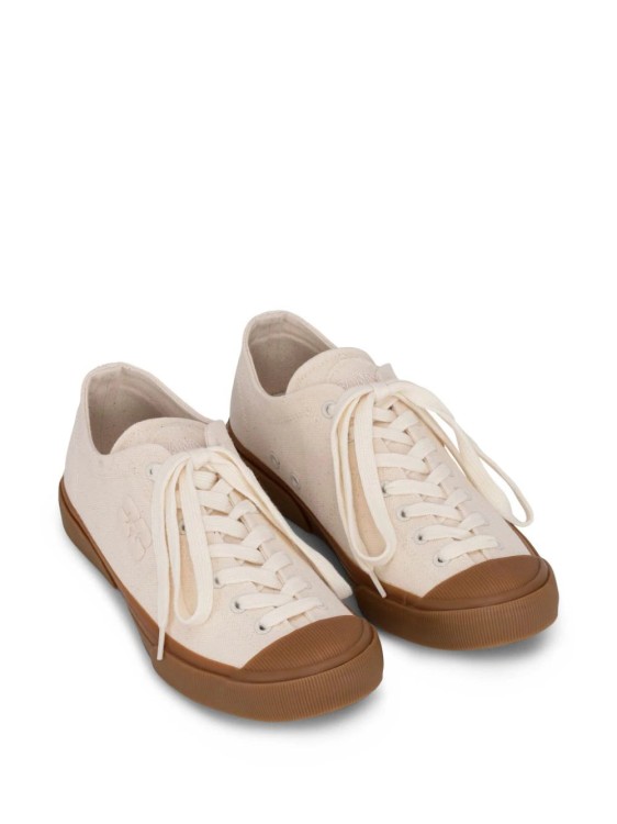 Shop Ganni Logo-embroidered Organic Cotton Sneakers In Neutrals