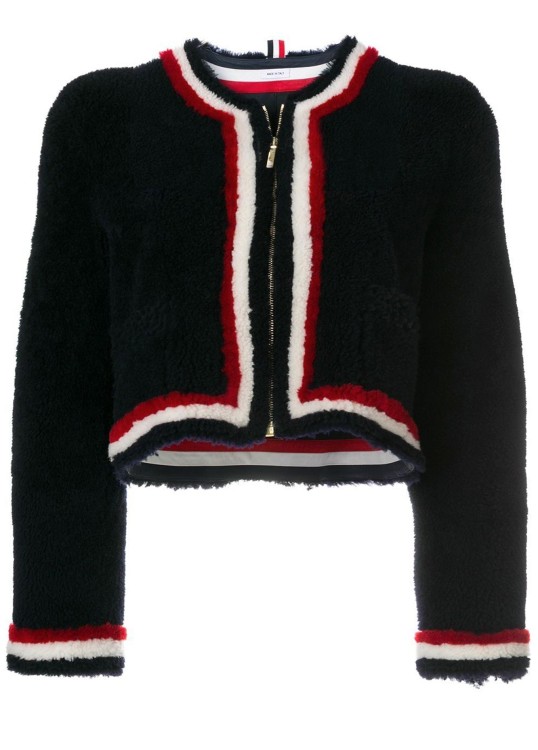Shop Thom Browne Dyed Shearling Jacket In Black