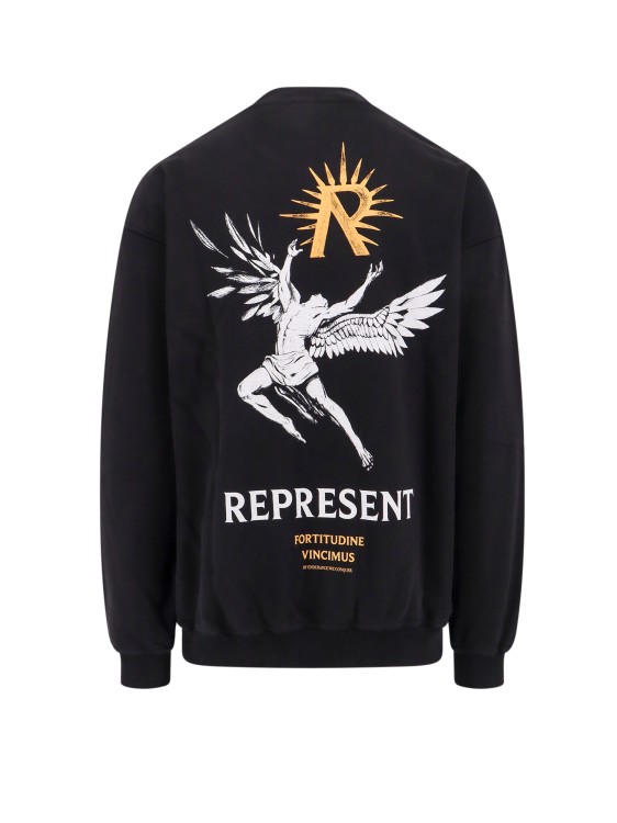 Shop Represent Cotton Sweatshirt With Icarus Print In Black