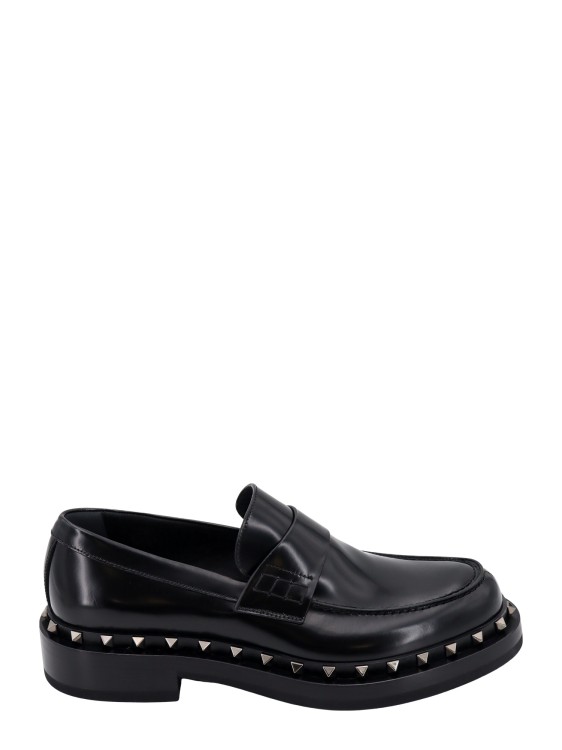 Shop Valentino Leather Loafer With Iconic Studs In Black