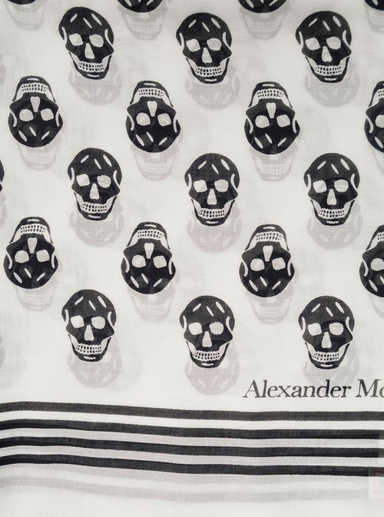 Shop Alexander Mcqueen Biker Skull White And Black Modal Scarf