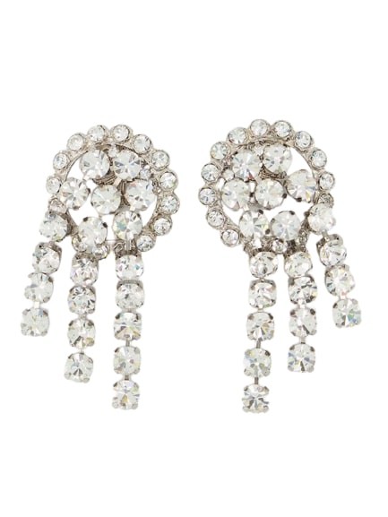 Shop Alessandra Rich Crystal Cascade Earring  - Silver - Brass