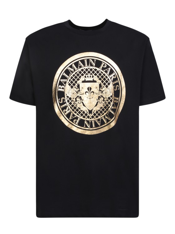 Balmain Black Logo Print Cotton T-shirt