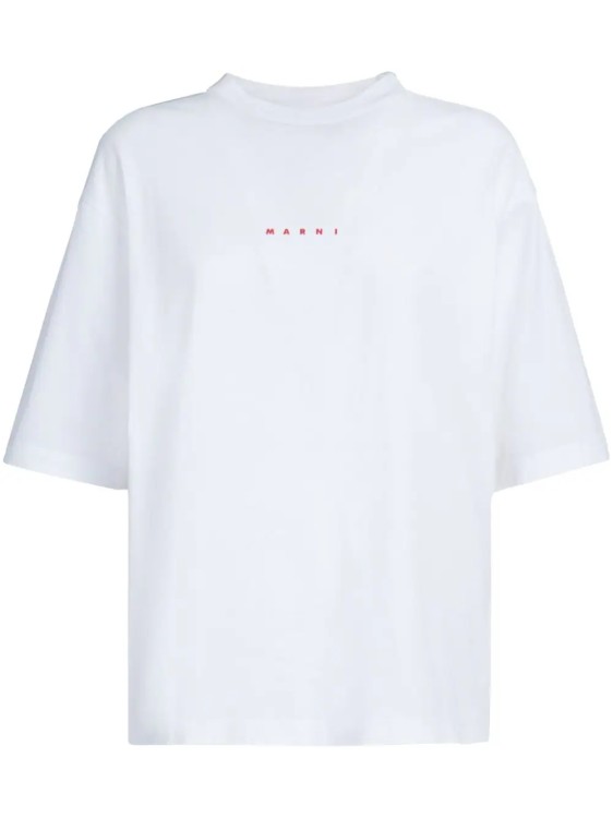 Shop Marni White Logo Print T-shirt