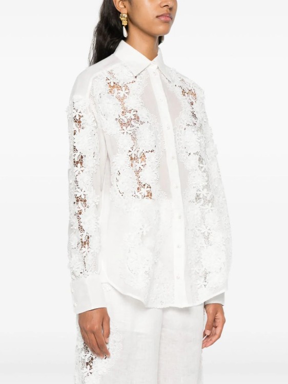 Shop Zimmermann Halliday Floral-lace Linen Shirt In White