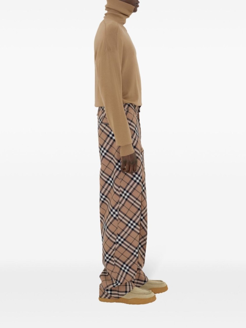 Burberry Tailored Wool Blend Trousers With Nova Check Pattern In Brown