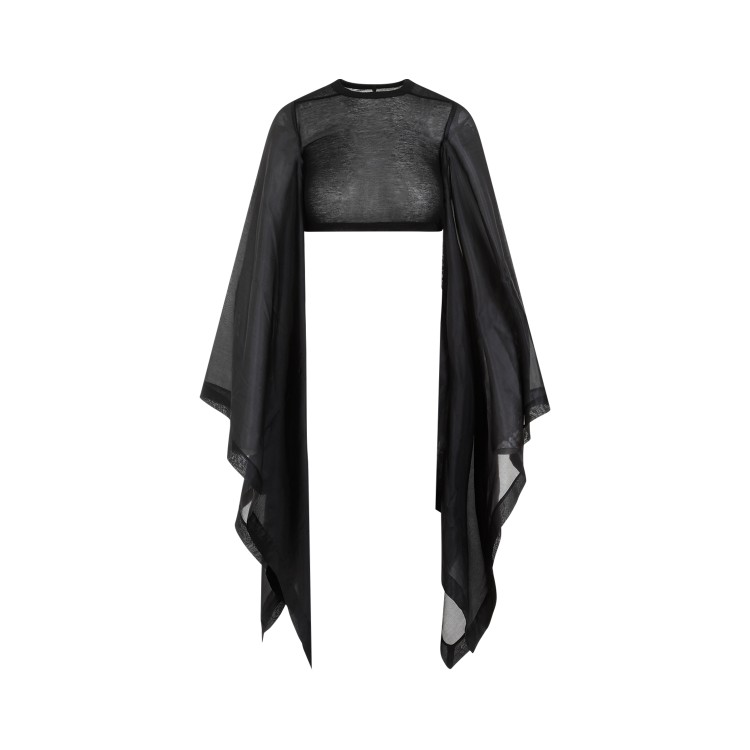 Shop Rick Owens Flag Crop Habotai Black Cotton Silk Top