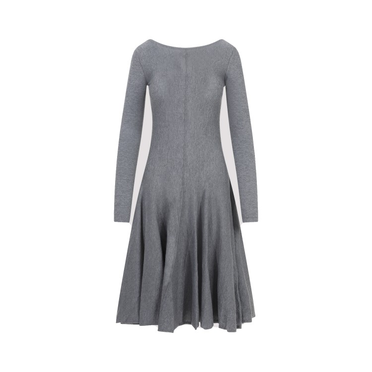 Shop Khaite Sterling Virgin Wool Dress In Grey