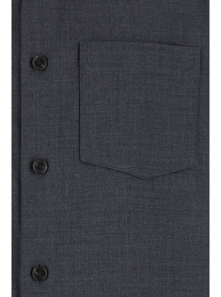 Theory Grey Overshirt With Patch Pocket In Wool Man In Grey
