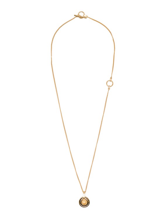 Leda Madera Sohpia Gold Plated Brass Necklace With Yellow Stone Detail In Not Applicable