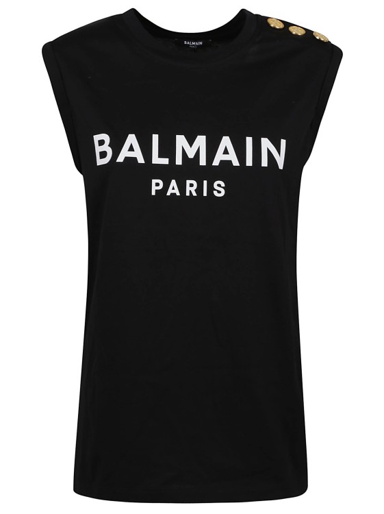 Balmain Sleeveless Cotton T-shirt In Black