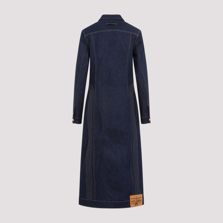 Shop Jean Paul Gaultier Indigo Denim Trompe-lœil Coat In Blue