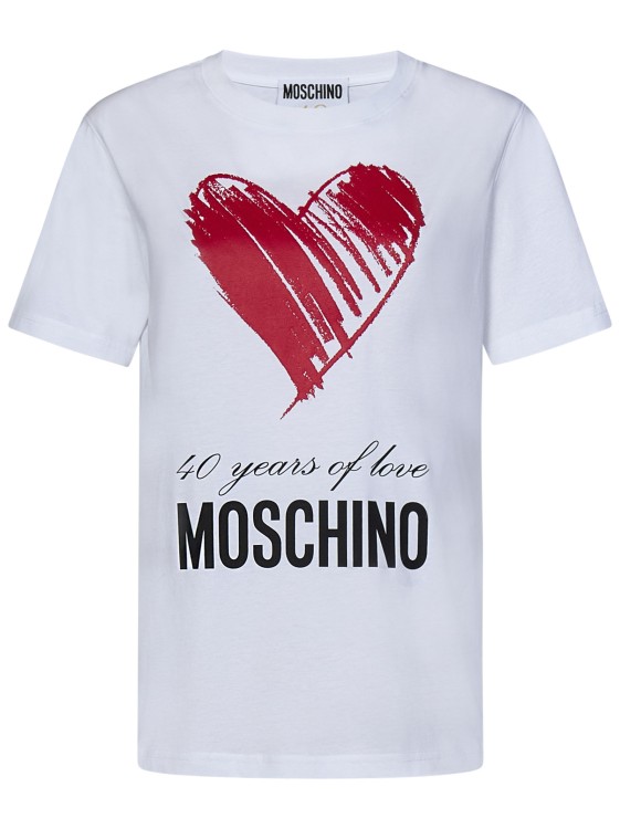 Moschino White Organic Cotton Jersey T-shirt In Neutral