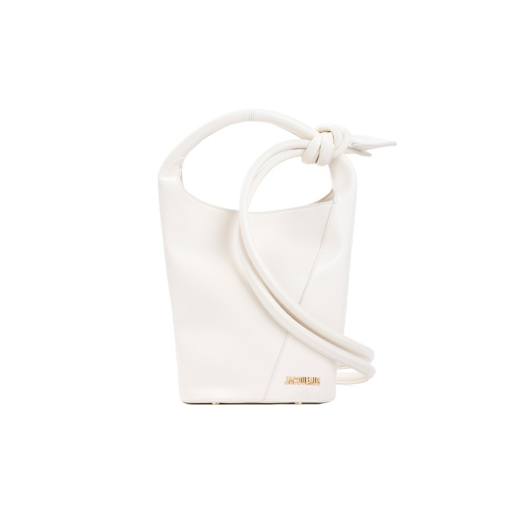 Jacquemus Light Ivory Leather Le Petit Tourni Bag In White