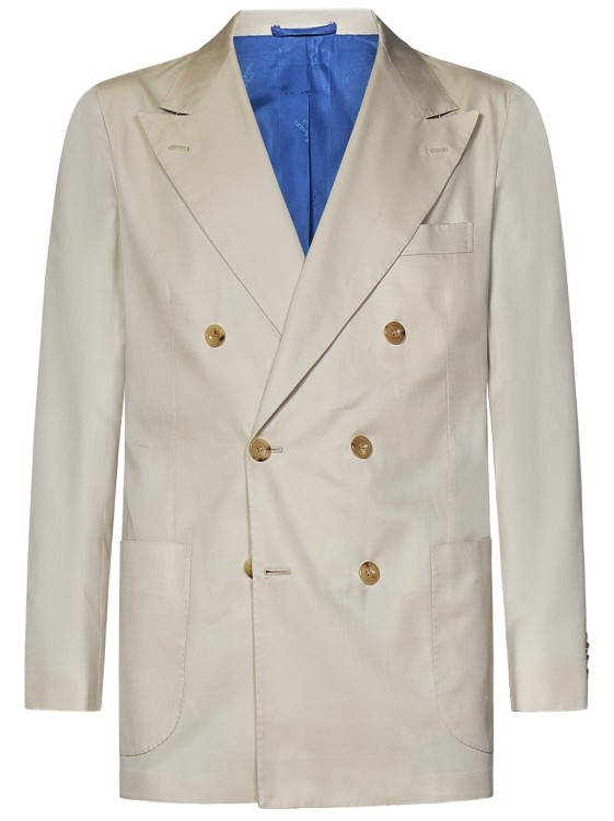 Shop Kiton Beige Tailored Suit In White