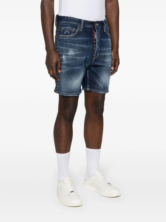 Shop Dsquared2 Dark Easy Ripped Wash Marine Shorts In Black